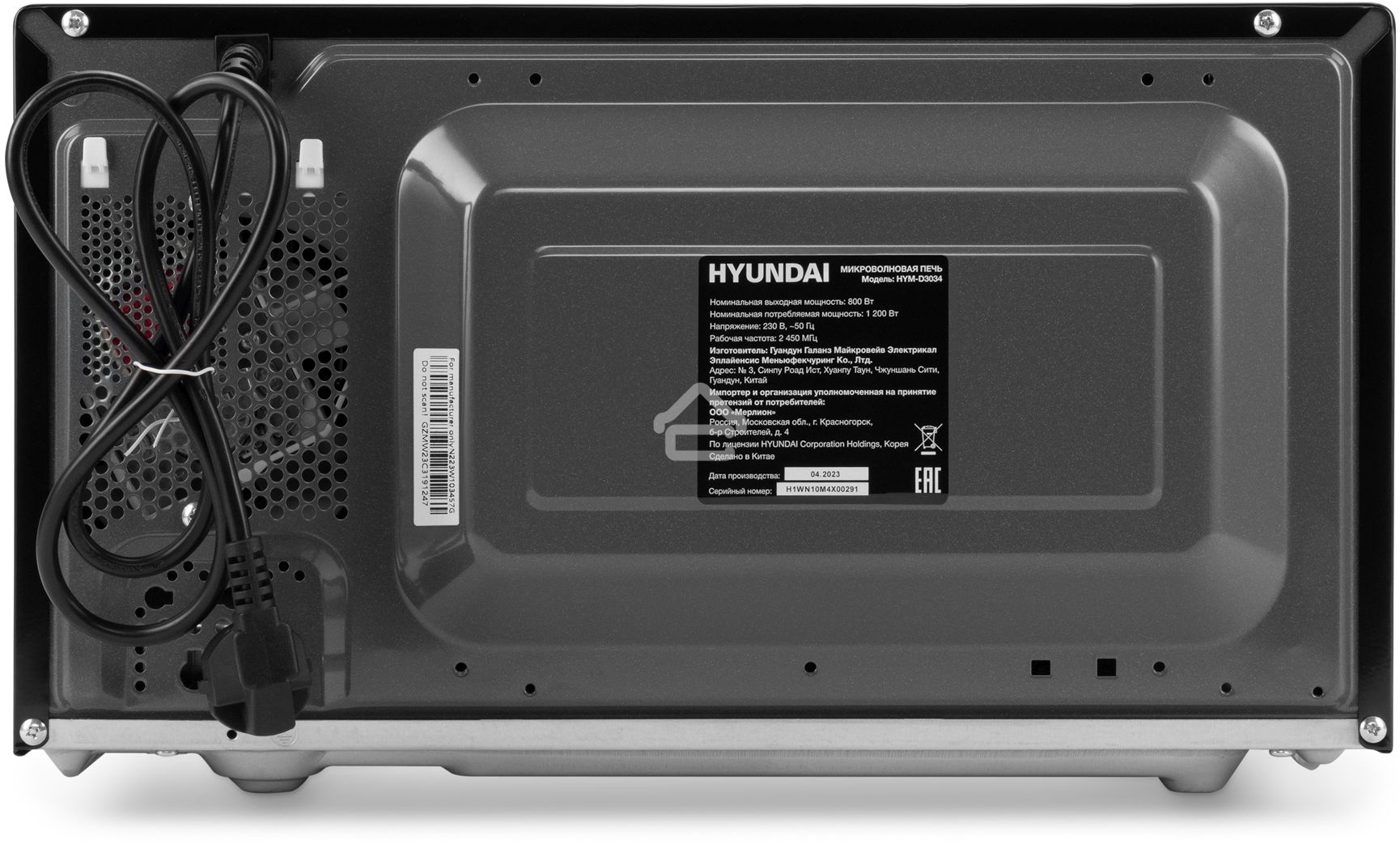 Микроволновая печь Hyundai HYM-D3034 черный/хром 20 л, 700 Вт, кнопки, поворотный механизм