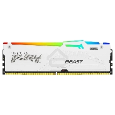 Оперативная память Kingston Fury Beast, DDR5, 16Gb (1x16Gb), 6000MHz, CL36, DIMM, с радиатором, RGB, белый