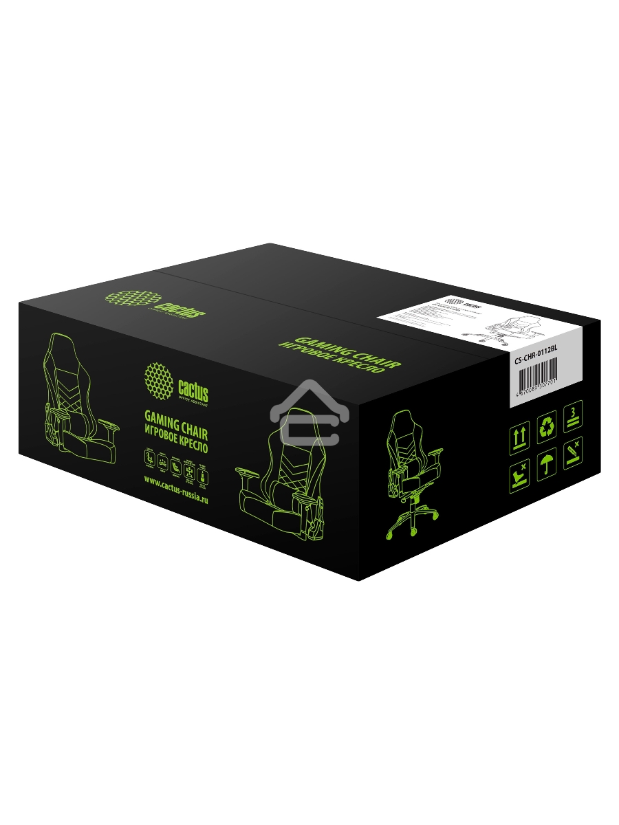 Кресло игровое Cactus CS-CHR-0112BL черный, сиденье черный, эко.кожа, с подголов. крестовина металл, пластик черный