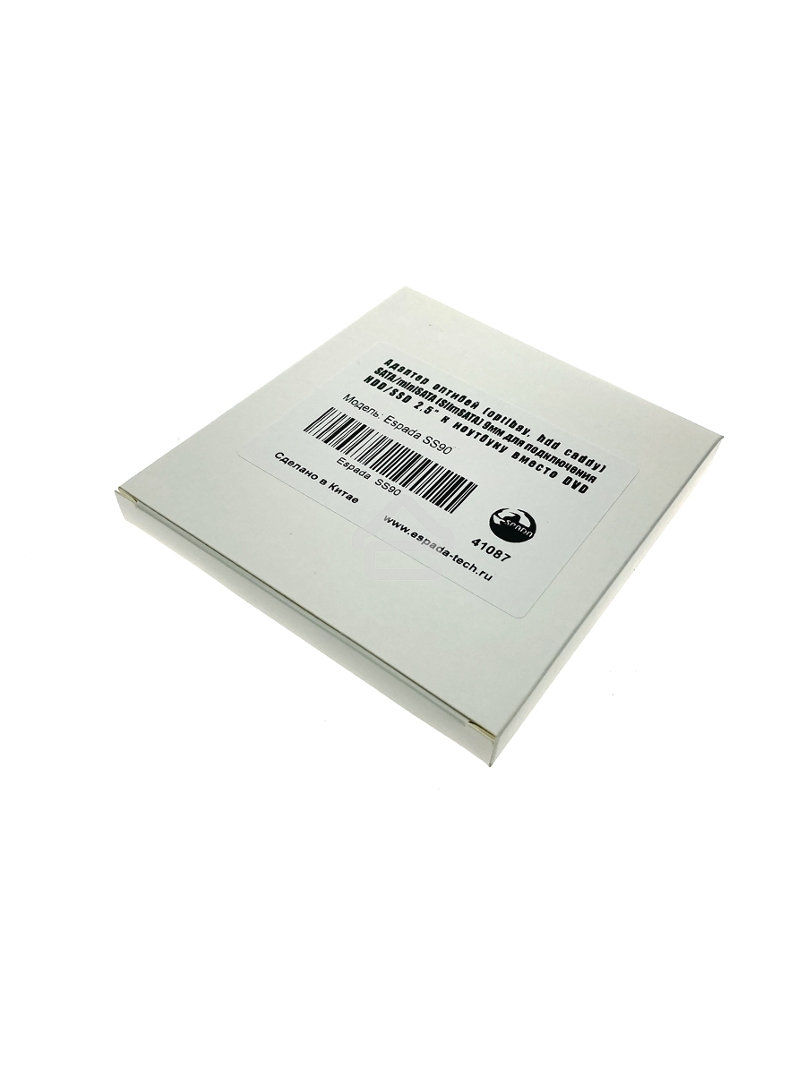 Адаптер оптибей Espada SS90 /optibay, hdd caddy/ SATA/miniSATA /SlimSATA/ 9мм для подключения HDD/SSD 2,5” к ноутбуку вместо DVD.(41087)
