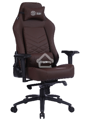 Кресло игровое Cactus CS-CHR-0112BR коричневый, сиденье коричневый, эко.кожа, с подголов. крестовина металл, пластик черный