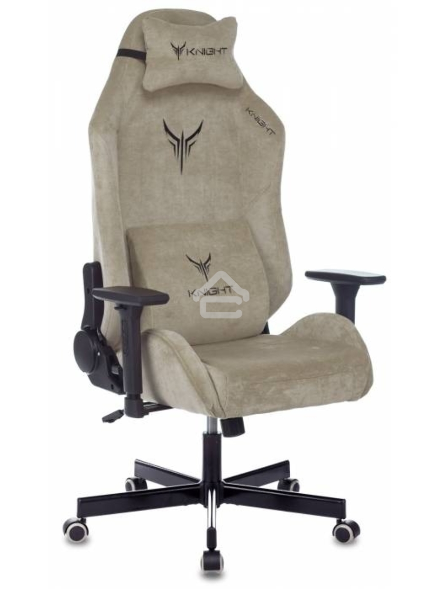 Кресло игровое Knight N1 Fabric бежевый Light-21, с подголов. крестовина металл