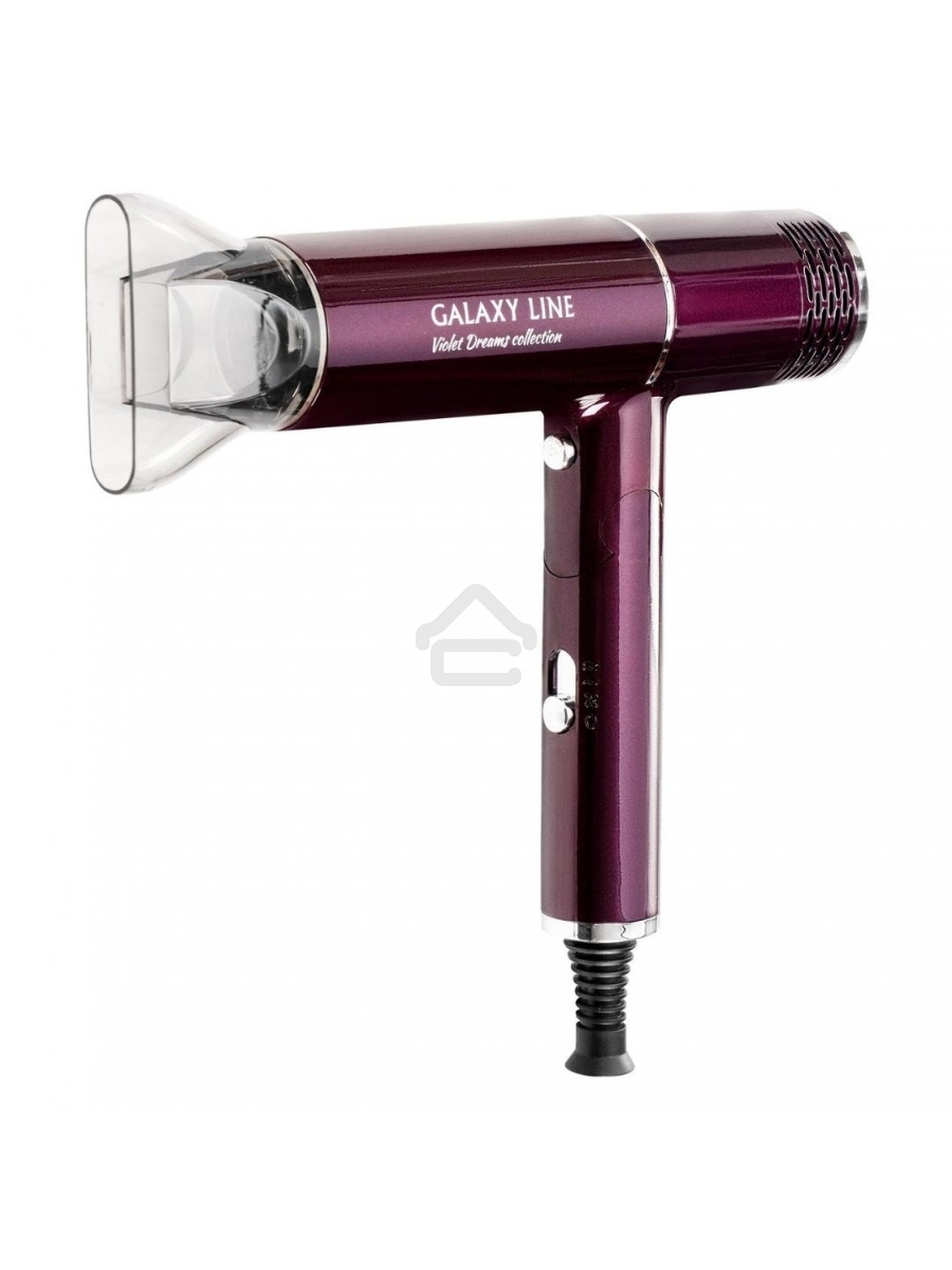 Фен для волос Galaxy Line GL 4355, violet dreams, 1600 Вт, 2 скорости потока воздуха, холодный обдув, защита мотора от перегрева, насадка-концентратор