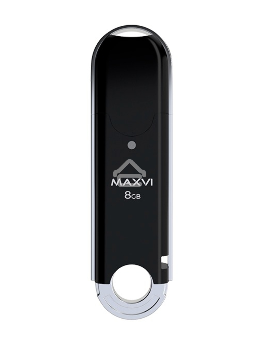 Флеш диск Maxvi P2 8GB USB 2.0 black, монолит с колпачком, ABS пластик