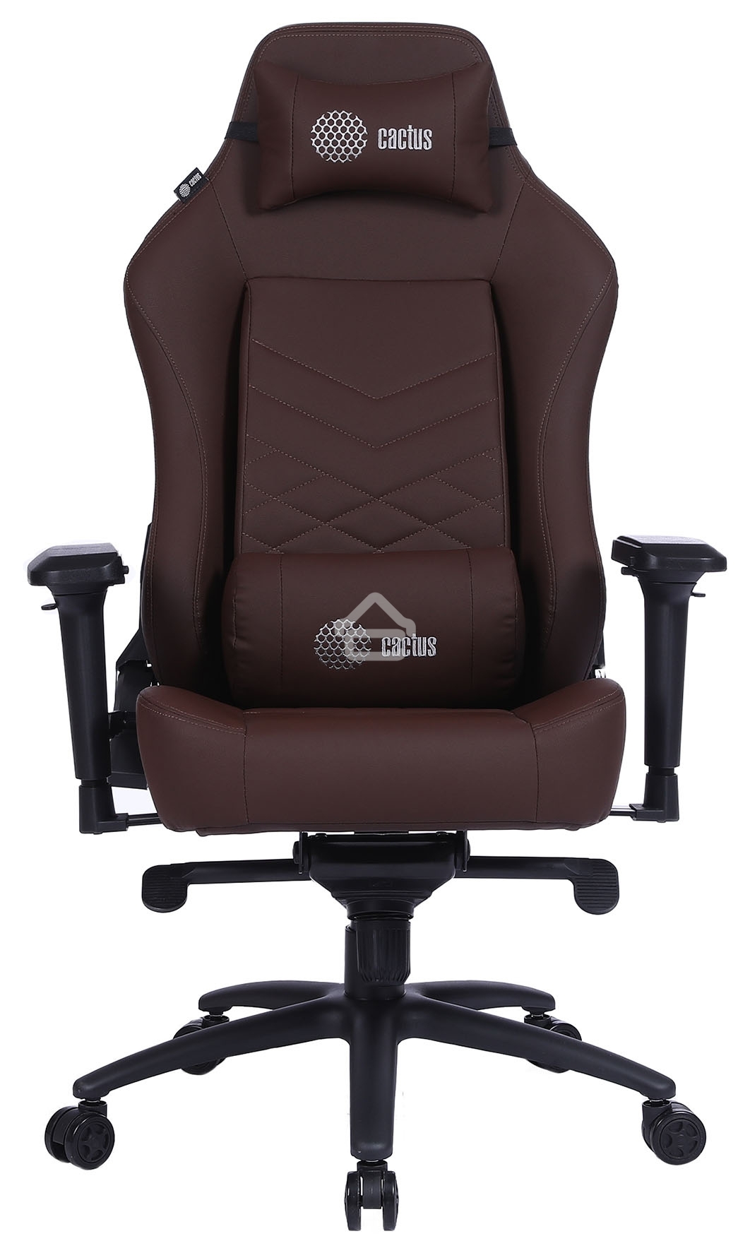 Кресло игровое Cactus CS-CHR-0112BR коричневый, сиденье коричневый, эко.кожа, с подголов. крестовина металл, пластик черный