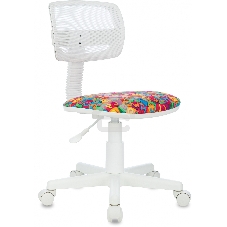 Кресло детское Бюрократ CH-W299 белый TW-15 мультиколор сиденье алфавит, сетка/ткань, крестов. пластик, пластик белый