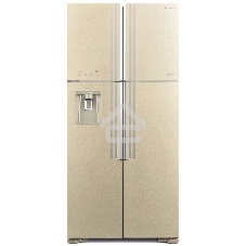Холодильник Hitachi R-W660PUC7 GBE бежевый стекло двухкамерный инвертер 396/144л морозилка сверху, No Frost, Side by Side