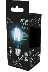 Лампа светодиодная Gauss Filament 20Вт цок.:E27 груша 220B св.свеч.бел.нейт. (упак.:10шт)