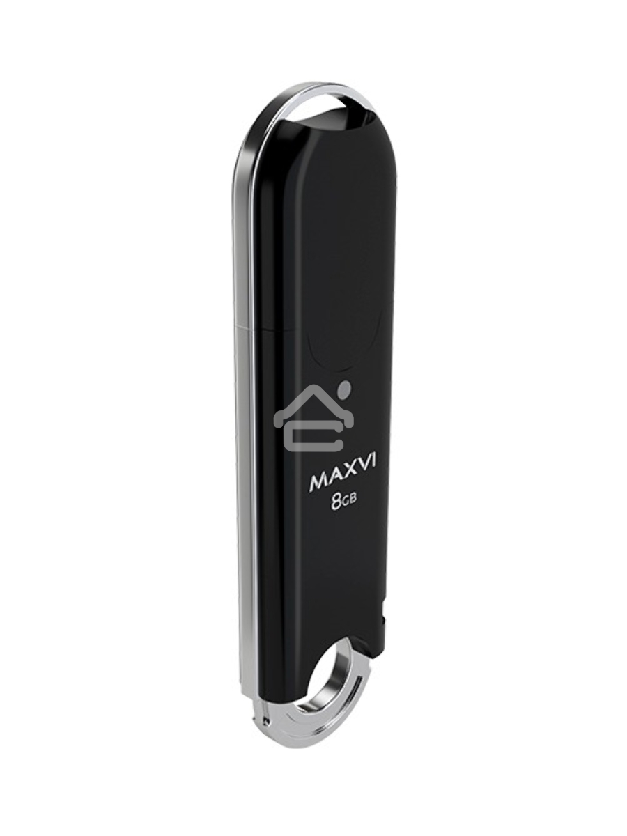 Флеш диск Maxvi P2 8GB USB 2.0 black, монолит с колпачком, ABS пластик