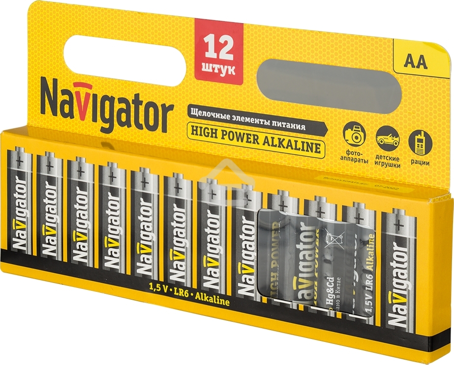 Элемент питания алкалиновый Navigator AA/LR6 94 782 NBT-NE-LR6-BP12 (блист.12шт)