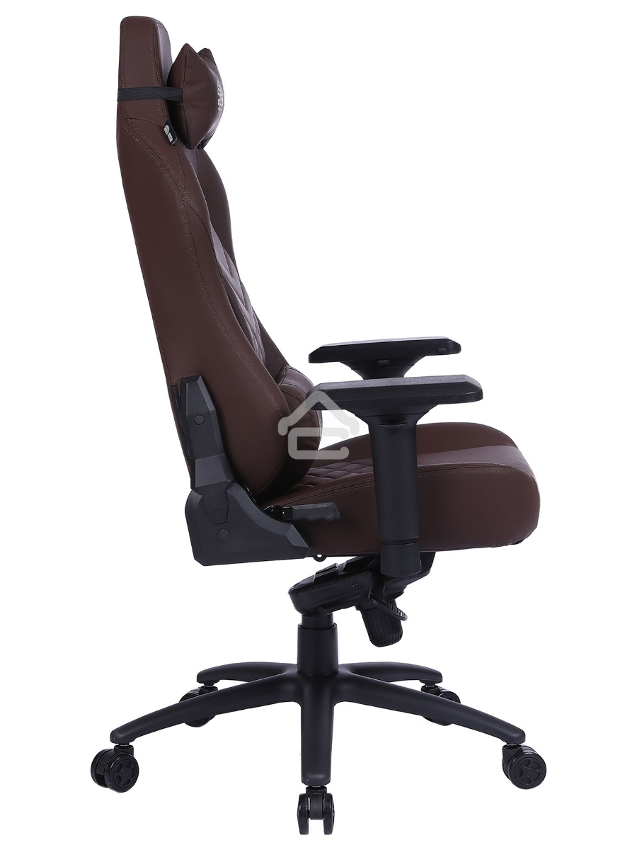 Кресло игровое Cactus CS-CHR-0112BR коричневый, сиденье коричневый, эко.кожа, с подголов. крестовина металл, пластик черный