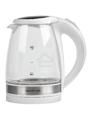 Чайник электрический Galaxy Line GL 0560, белый, стекло, 2200 Вт, 1,7 л, LED-подсветка