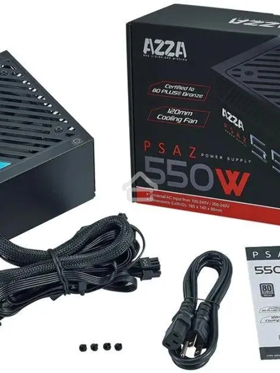 Блок питания Azza ATX 550W PSAZ-550W 80+ bronze (20+4pin) APFC 120mm fan 5xSATA RTL