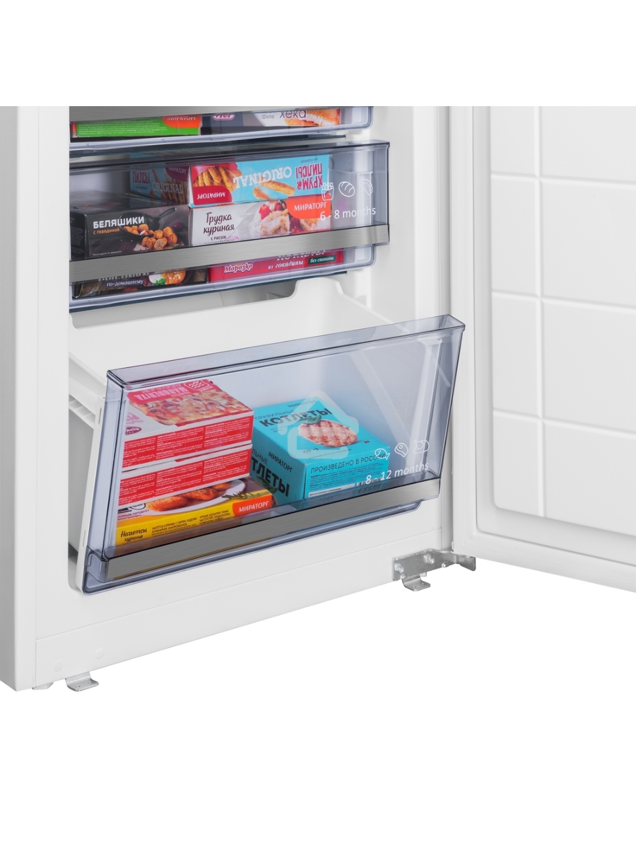 Встраиваемый холодильник Maunfeld MBF19354NFWGR LUX Inverter белый двухкамерный 209/64 л морозилка снизу, No Frost
