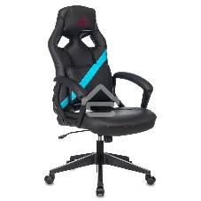 Кресло игровое Zombie DRIVER черный/голубой, искусственная кожа, с подголов. крестовина пластик