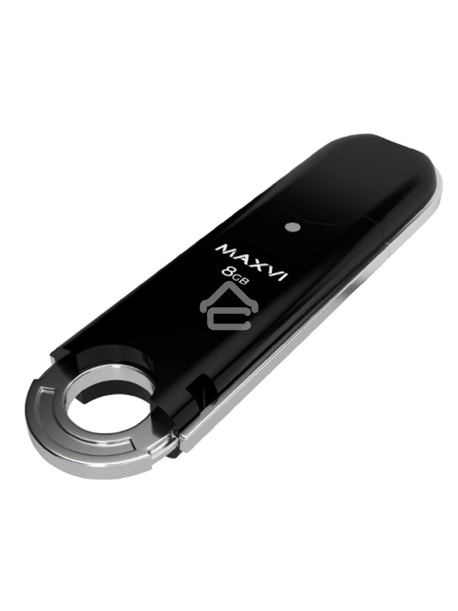 Флеш диск Maxvi P2 8GB USB 2.0 black, монолит с колпачком, ABS пластик
