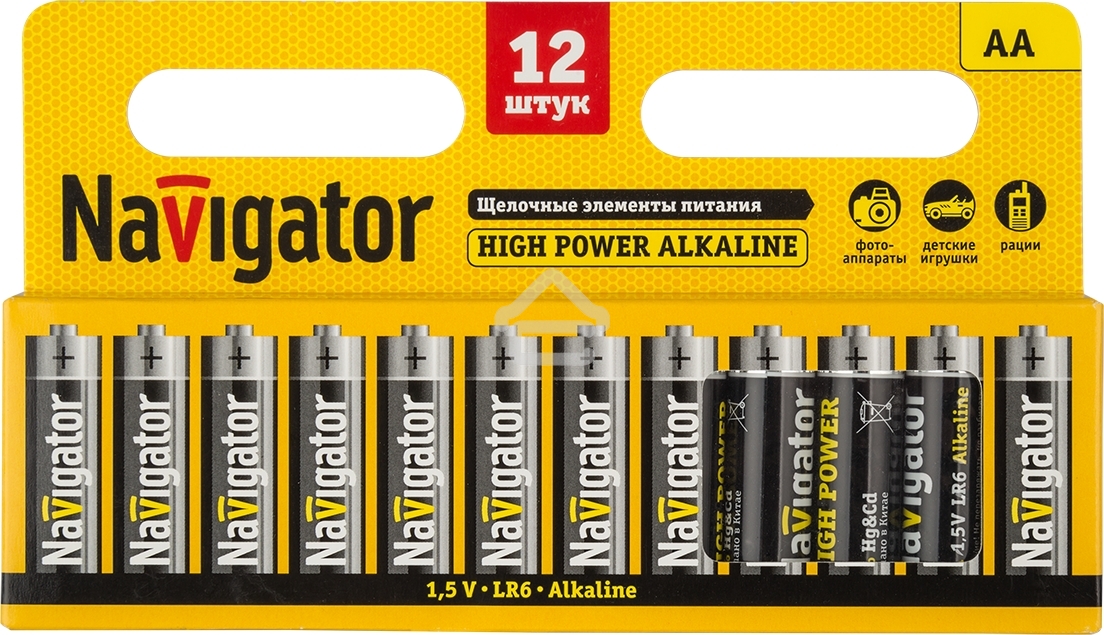 Элемент питания алкалиновый Navigator AA/LR6 94 782 NBT-NE-LR6-BP12 (блист.12шт)