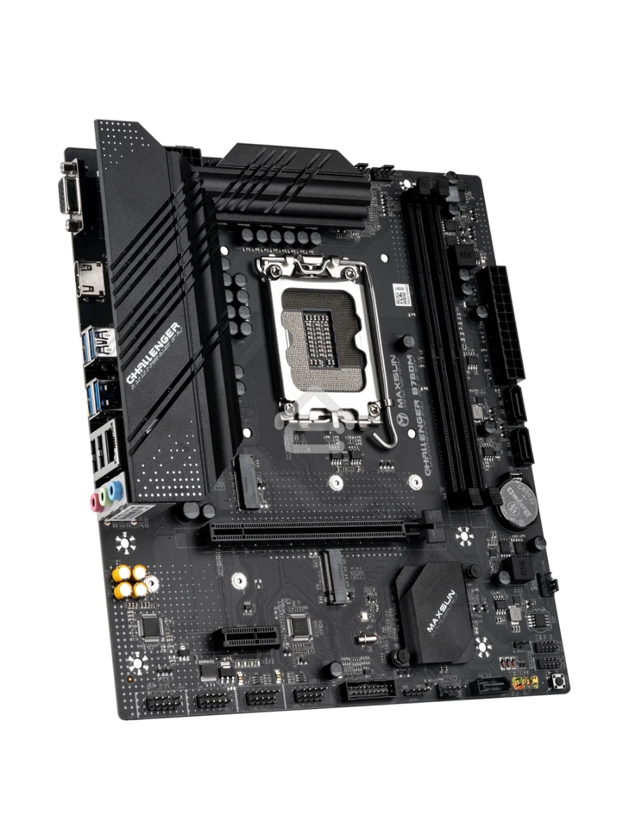 Материнская плата Maxsun Challenger B760M, LGA 1700, Intel B760, 2xDDR4, 3xSATA, 2xM.2, 1xPCIe 4.0 x16, 1xPCIe 3.0 x1, 1xHDMI, 1xVGA, 1x 1Gb LAN, 4xUSB-A 3.2 Gen 1, 2xUSB-A 2.0, 5.1, M-ATX