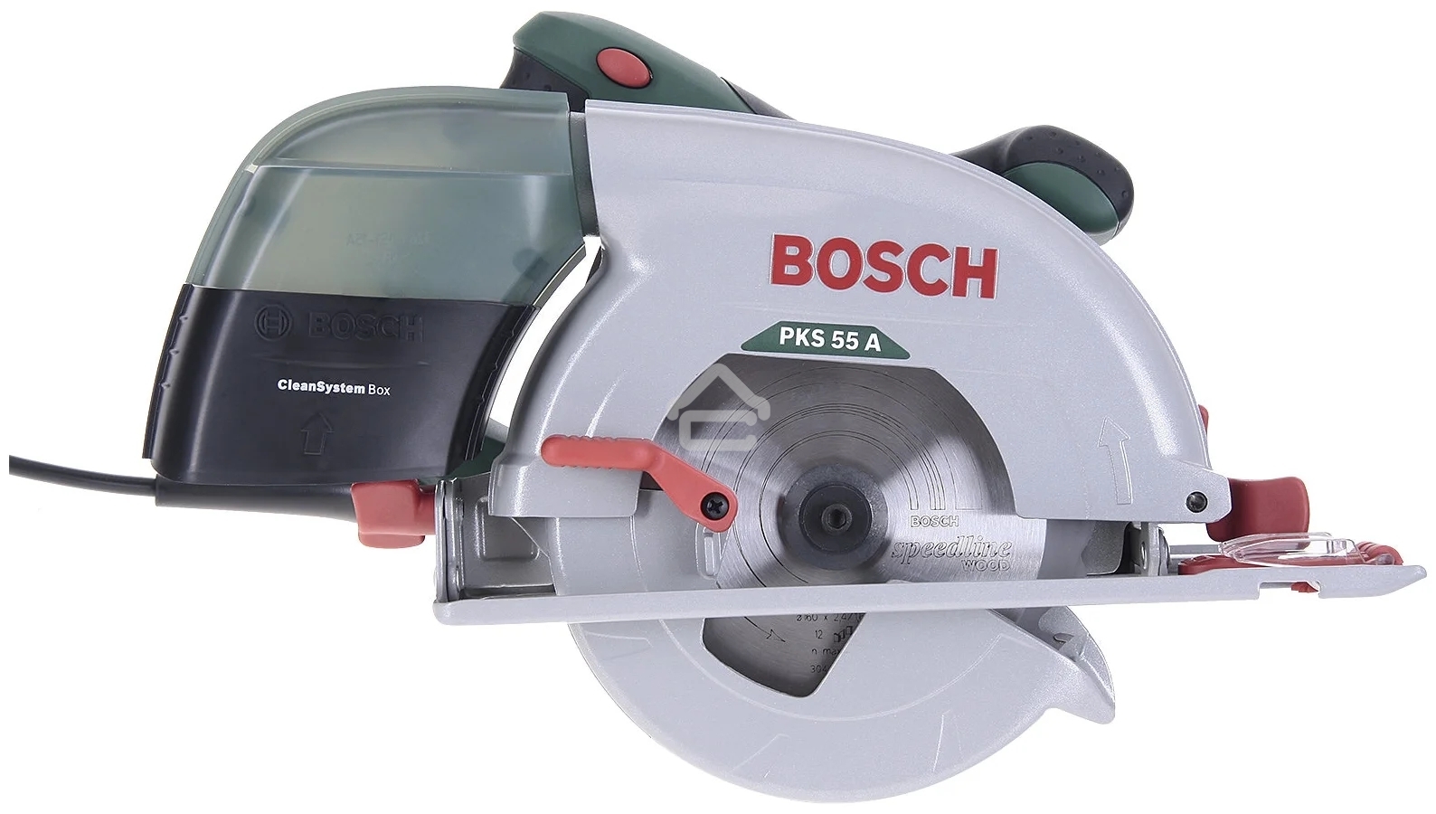 Дисковая пила Bosch PKS 55 А, 1200 Вт зеленый/черный
