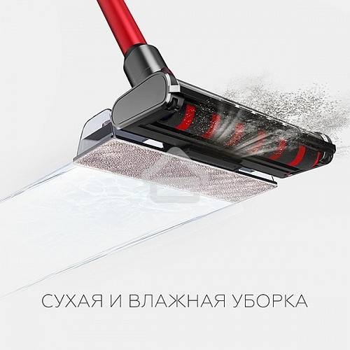 Пылесос вертикальный BQ VCA1000W красный, питание от аккумулятора, 160 Вт, уборка сухая, пылесборник 0.5 л, работа от АКБ max 50 мин