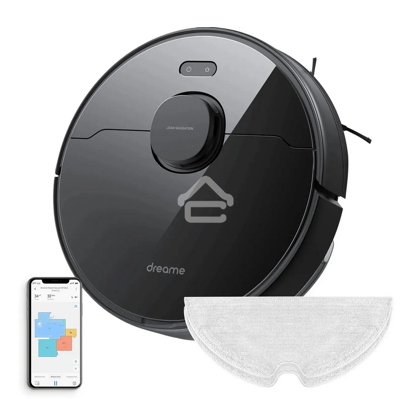 Робот-пылесос Dreame RLD33GA Vacuum and Mop D9 Max черный, 46 Вт, 5200 мА·ч Li-Ion, уборка сухая/влажная, пылесборник контейнер 0.5