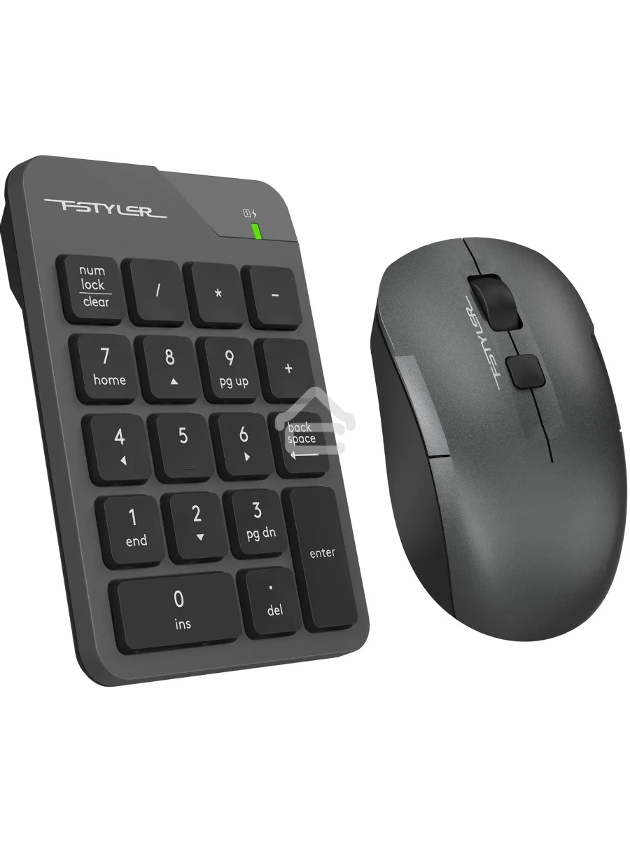Числовой блок + мышь A4Tech Fstyler FG1600C Air клав:серый мышь:серый/черный USB беспроводная slim (FG1600C)