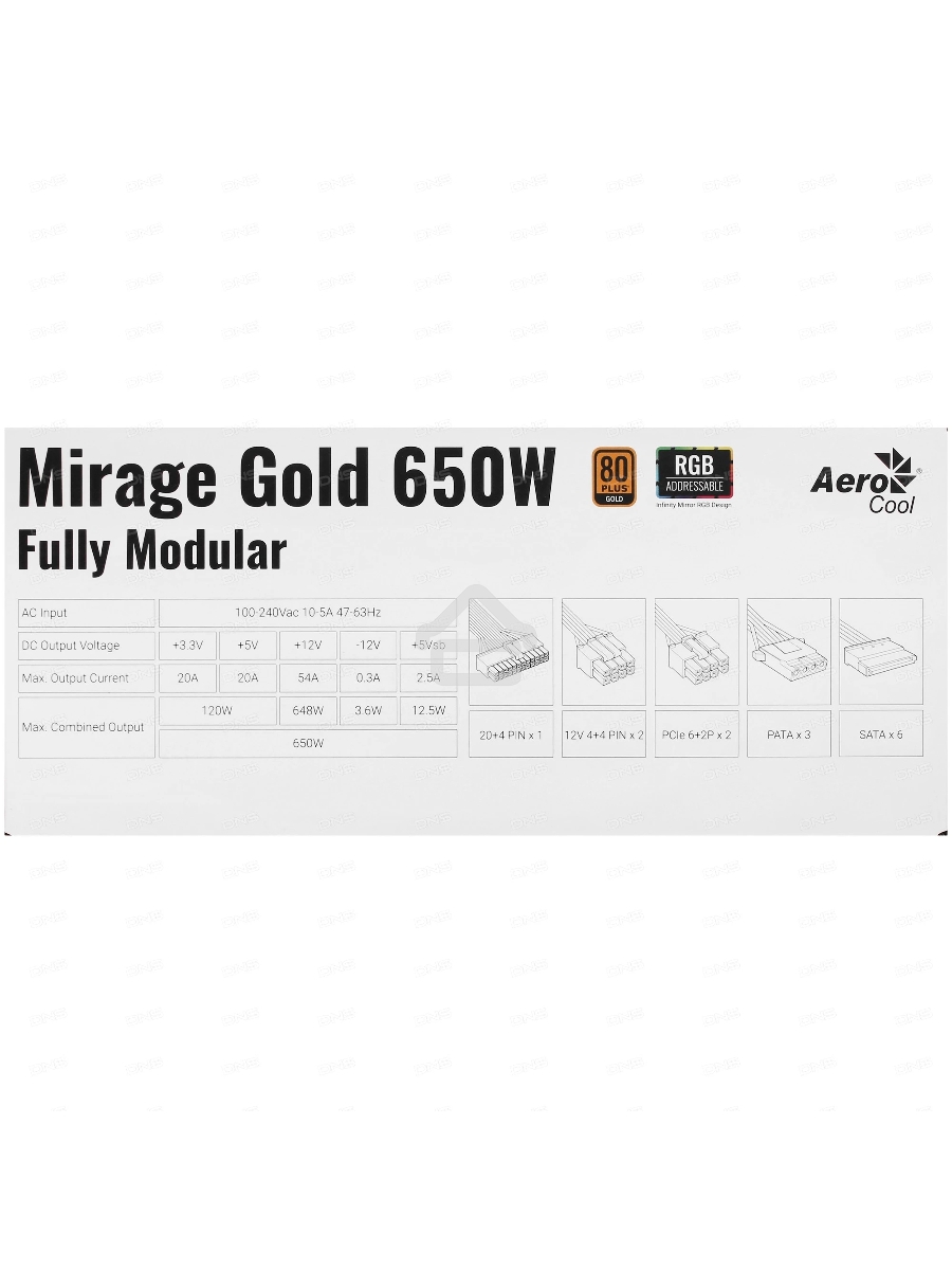 Блок питания Aerocool / Formula MIRAGE GOLD 650W, 650Вт, 80 PLUS Gold, 120мм, модульный, черный