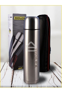 Термос Diolex DX-1000-B 1000 мл, с узким  горлом, в чехле, нержавеющая сталь