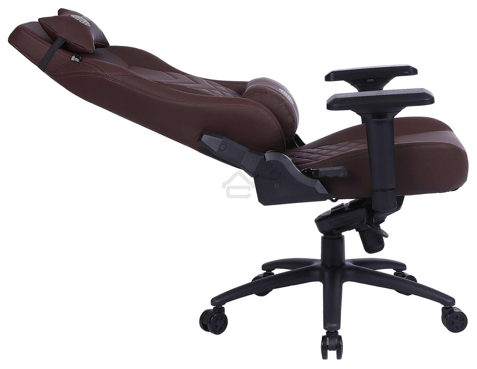 Кресло игровое Cactus CS-CHR-0112BR коричневый, сиденье коричневый, эко.кожа, с подголов. крестовина металл, пластик черный