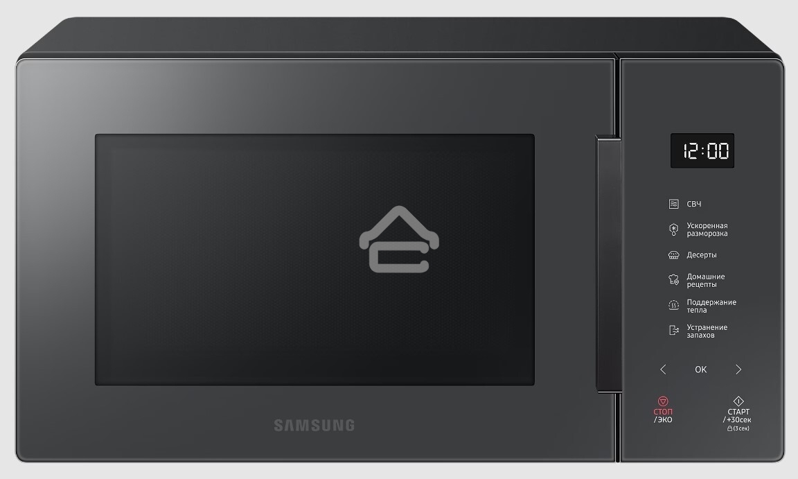 Микроволновая печь Samsung MS23T5018AC/BW антрацит, 23 л, 800 Вт, переключатели - сенсор
