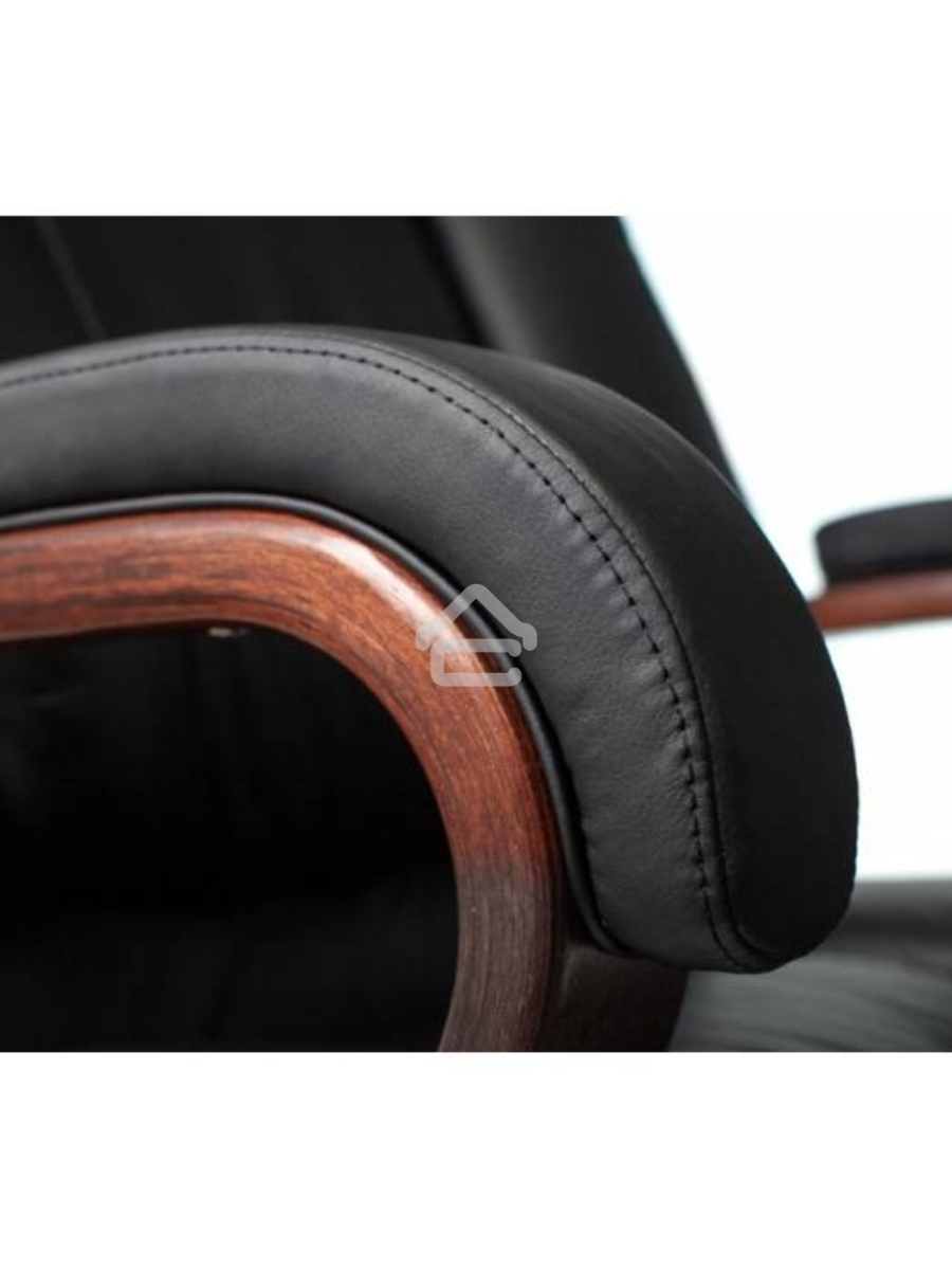 Кресло руководителя Бюрократ T-9925WALNUT/BLACK черный, кожа, крестовина дерево