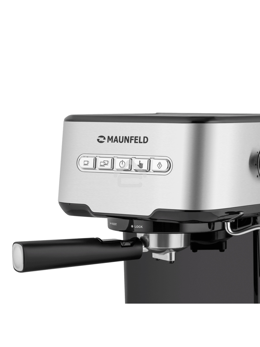Кофеварка рожковая Maunfeld MF-724S нержавеющая сталь, исп. кофе - молотый, 1.5 л, 850 Вт, 15 Бар.