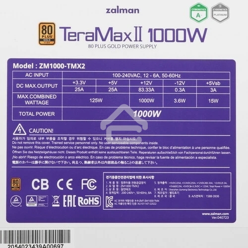 Блок питания Zalman TeraMax II (ZM1000-TMX2 WH), 1000Вт, 120мм, 80 PLUS Gold, модульный, белый