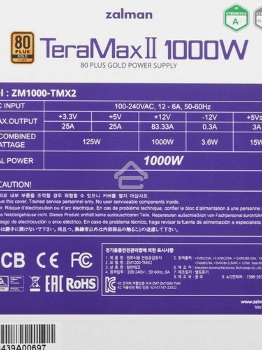 Блок питания Zalman TeraMax II (ZM1000-TMX2 WH), 1000Вт, 120мм, 80 PLUS Gold, модульный, белый
