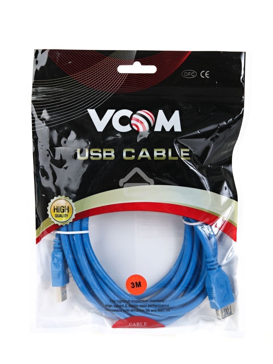 Кабель VCOM VUS7065-3M Кабель удлинительный USB3.0 Am-Af 3m