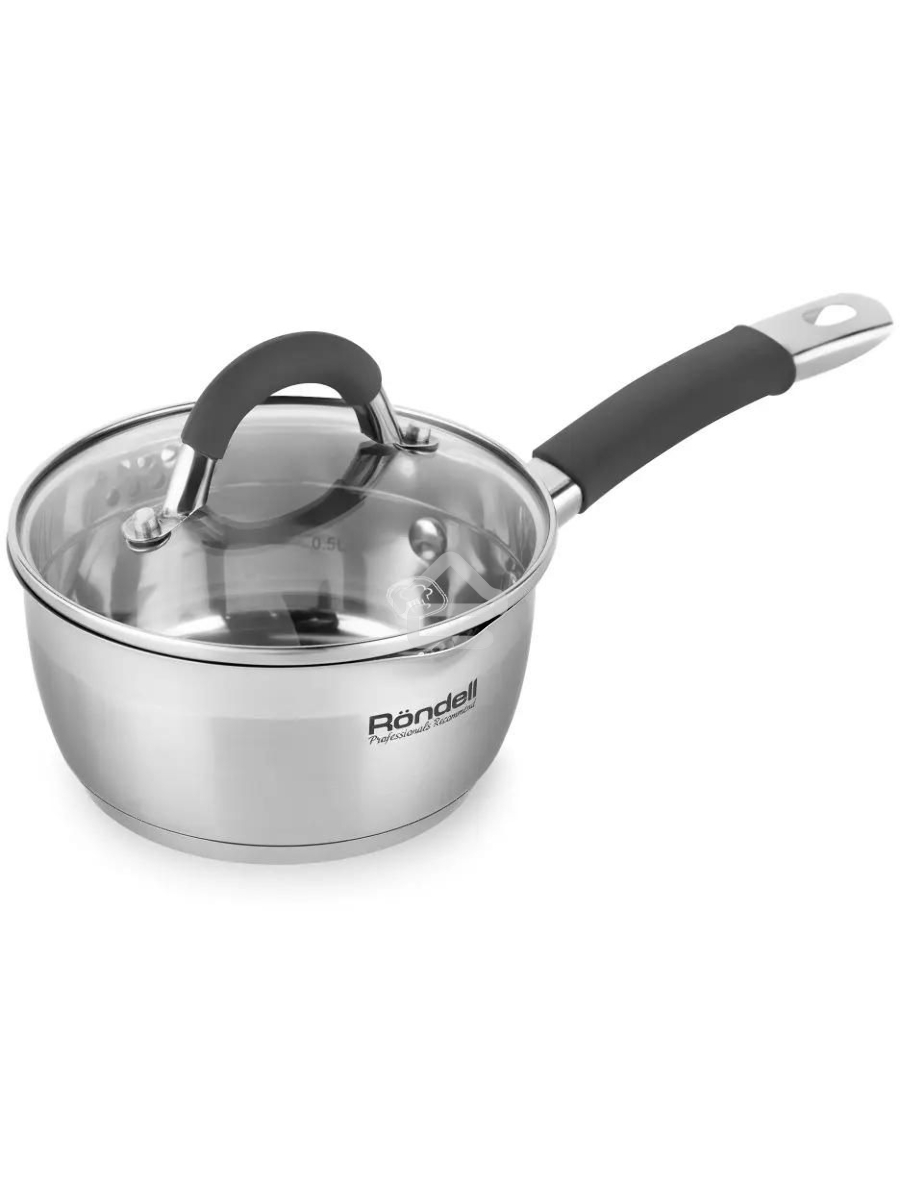 Ковш Rondell Flamme RDS-026, 1.3л, 16см, с крышкой, стальной