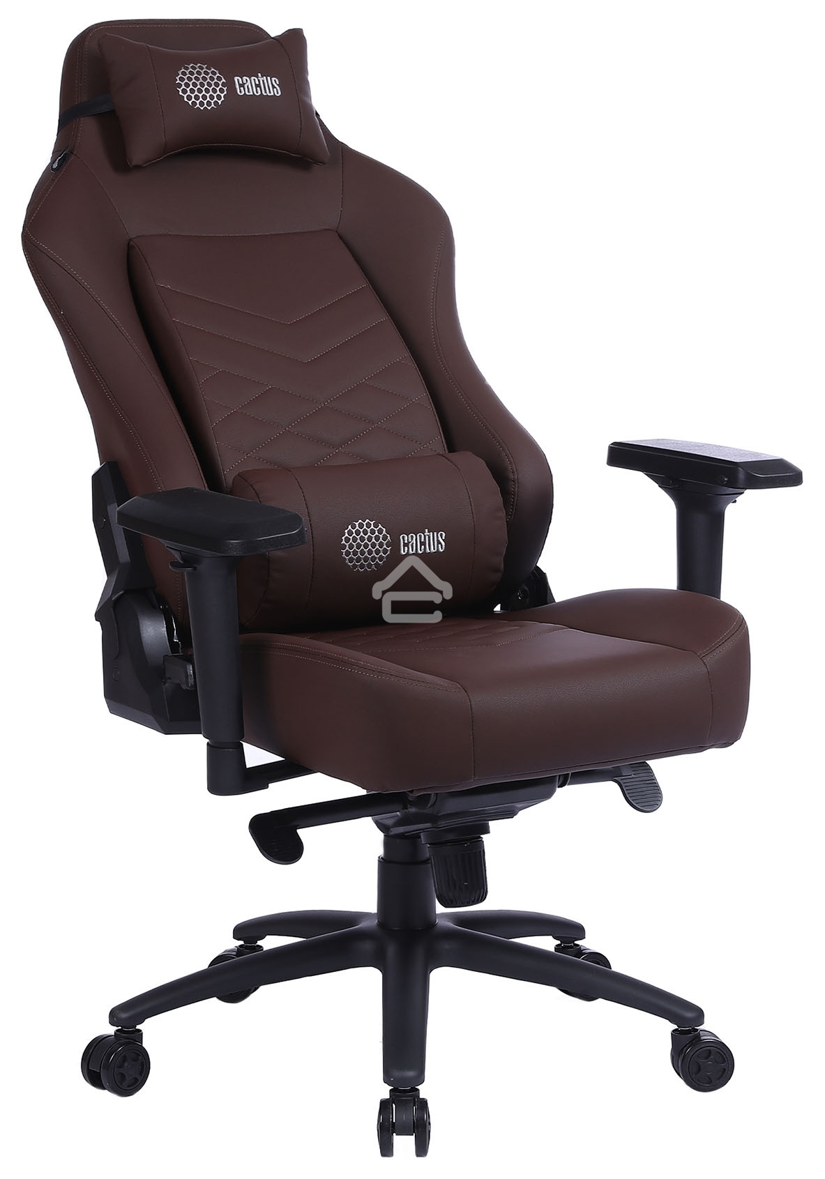 Кресло игровое Cactus CS-CHR-0112BR коричневый, сиденье коричневый, эко.кожа, с подголов. крестовина металл, пластик черный