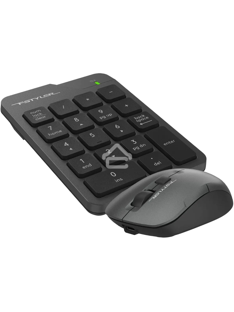 Числовой блок + мышь A4Tech Fstyler FG1600C Air клав:серый мышь:серый/черный USB беспроводная slim (FG1600C)