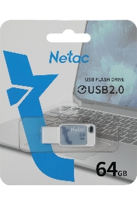 Флеш диск Netac 64Gb UA31 NT03UA31N-064G-20BL USB2.0, синий
