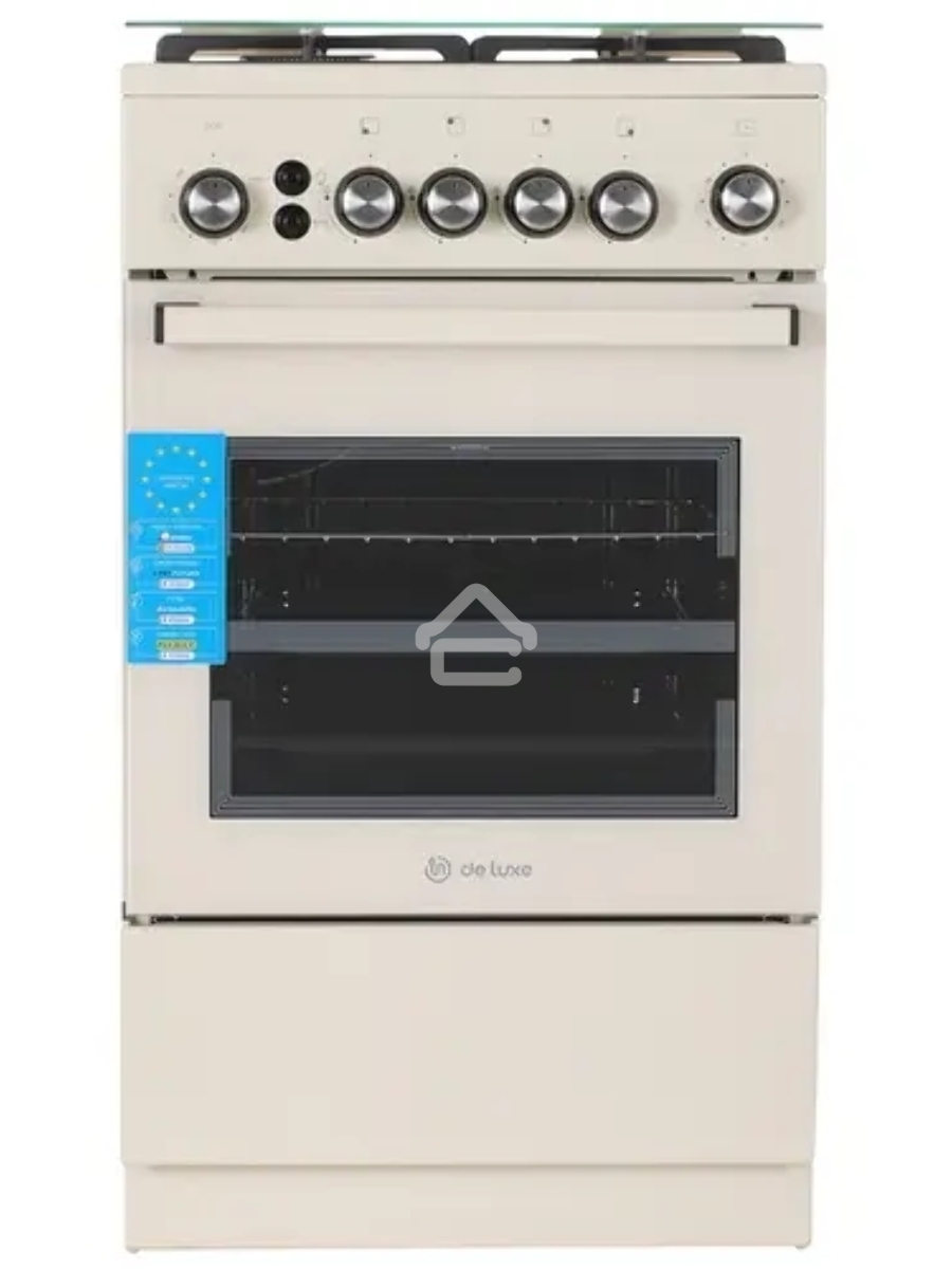 Плита газовая De Luxe 5040.40Г (кр) ЧР-013 бежевый, конфорок 4 шт, духовка 46 л, 50 см x 85 см x 50 см