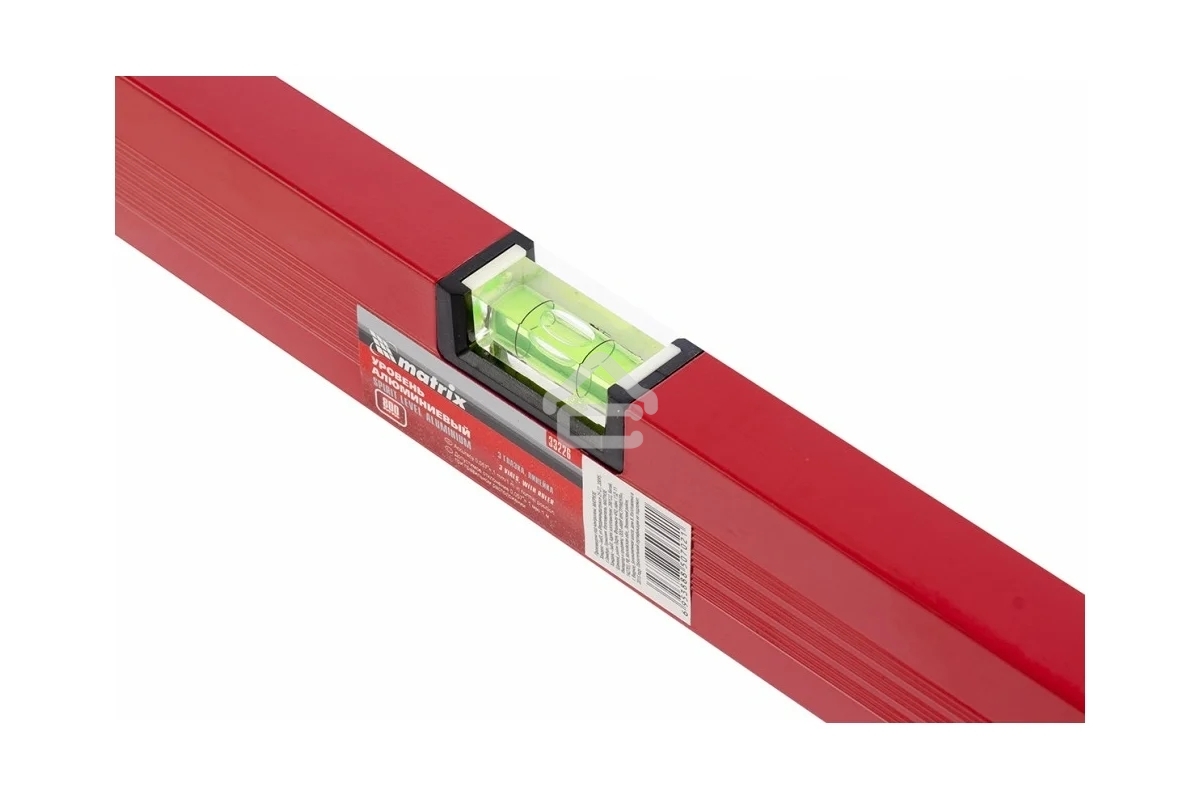 Уровень Matrix 800 мм 3 глазка, линейка, алюминиевый, красный,
