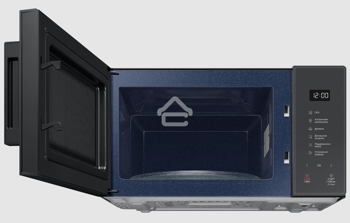 Микроволновая печь Samsung MS23T5018AC/BW антрацит, 23 л, 800 Вт, переключатели - сенсор