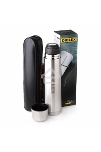 Термос Diolex DX-1000-B 1000 мл, с узким  горлом, в чехле, нержавеющая сталь