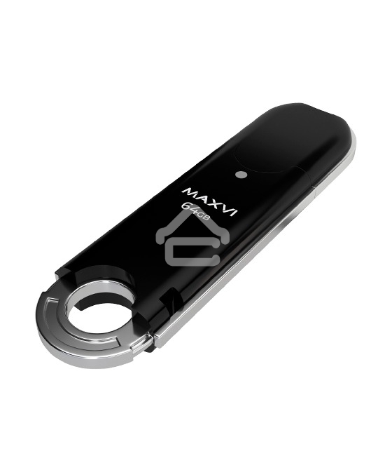 Флешка USB R/W Maxvi P2 64GB USB 2.0 black, монолит с колпачком, ABS пластик