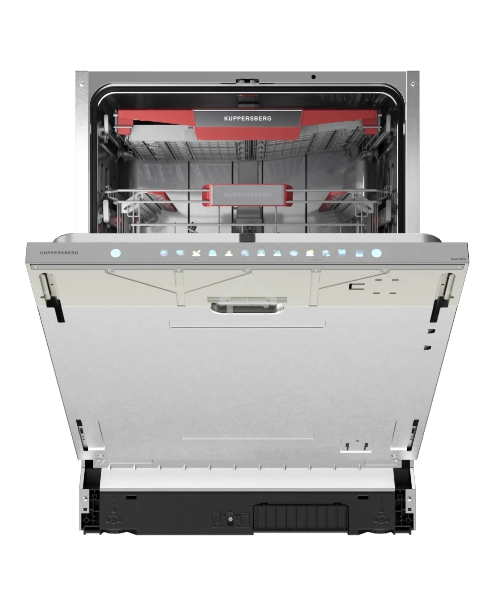 Встраиваемая посудомоечная машина Kuppersberg, High-Tech, 60 см, 15 комплектов, 3 корзины, 7 программ, конденсационная сушка, автоматическое открывание двери, LED подсветка, сенсорное управление, инверторный мотор, энергоэффективность А+++
