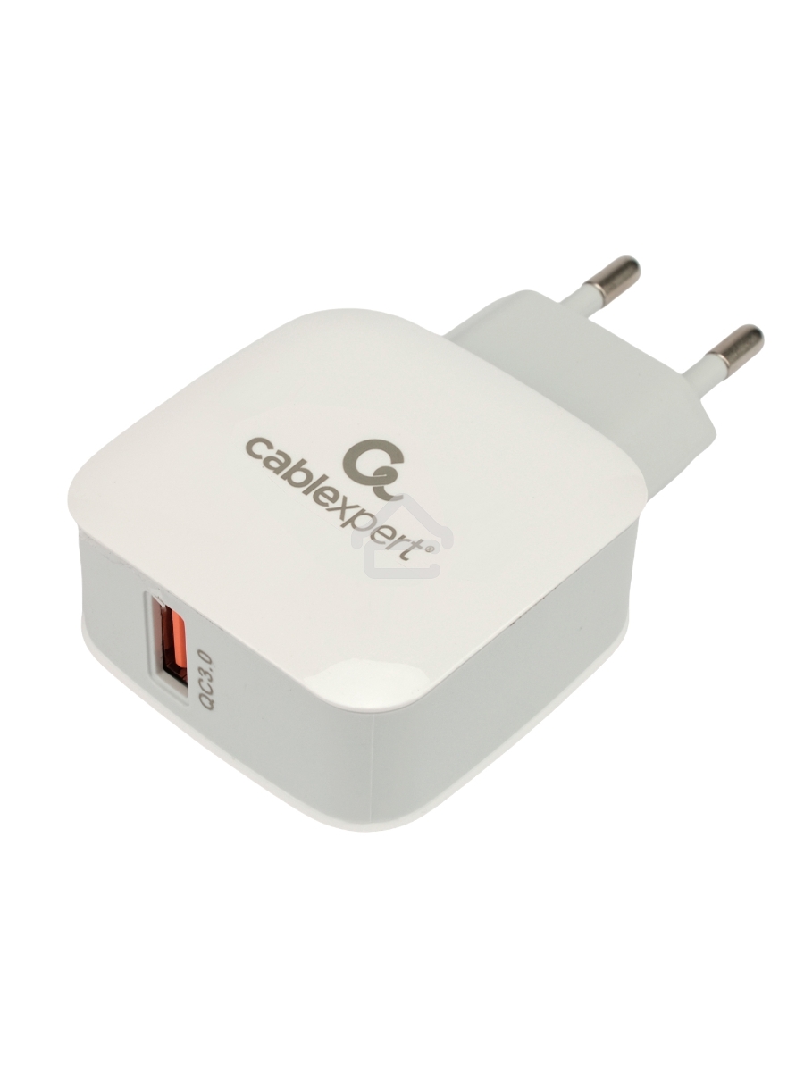 Зарядное устройство Cablexpert MP3A-PC-40, 18Вт, 3А,  быстрая зарядка QC3.0, 1 порт USB, белый, пакет
