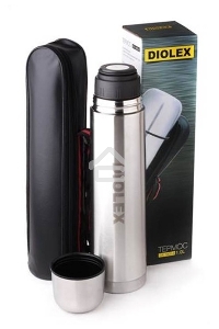Термос Diolex DX-1000-B 1000 мл, с узким  горлом, в чехле, нержавеющая сталь