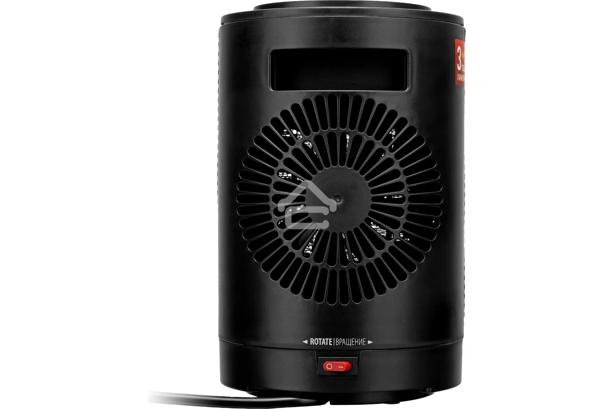 Тепловентилятор керамический Denzel DTFC-1200S, черный, 600/1200 Вт, 12 м2, 3 режима, термостат