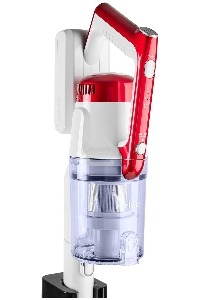 Пылесос вертикальный/ручной H-Clean HVC 102 SE белый/красный, питание от аккумулятора, 100 Вт, уборка сухая, пылесборник 0.65 л, работа от АКБ max 45 мин