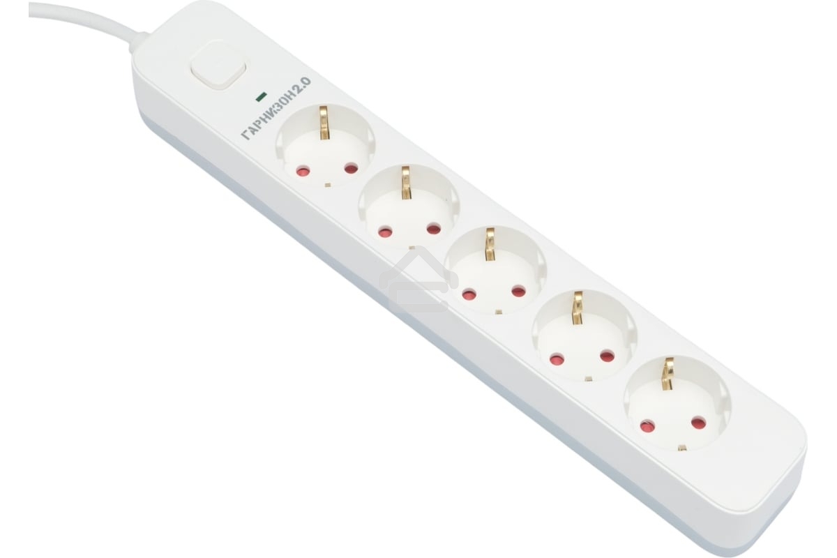 Сетевой фильтр Гарнизон EPS-5-W-2 5р, 2.0, 10А, 2 м, ур.защиты 2+, белый, пакет (21442)